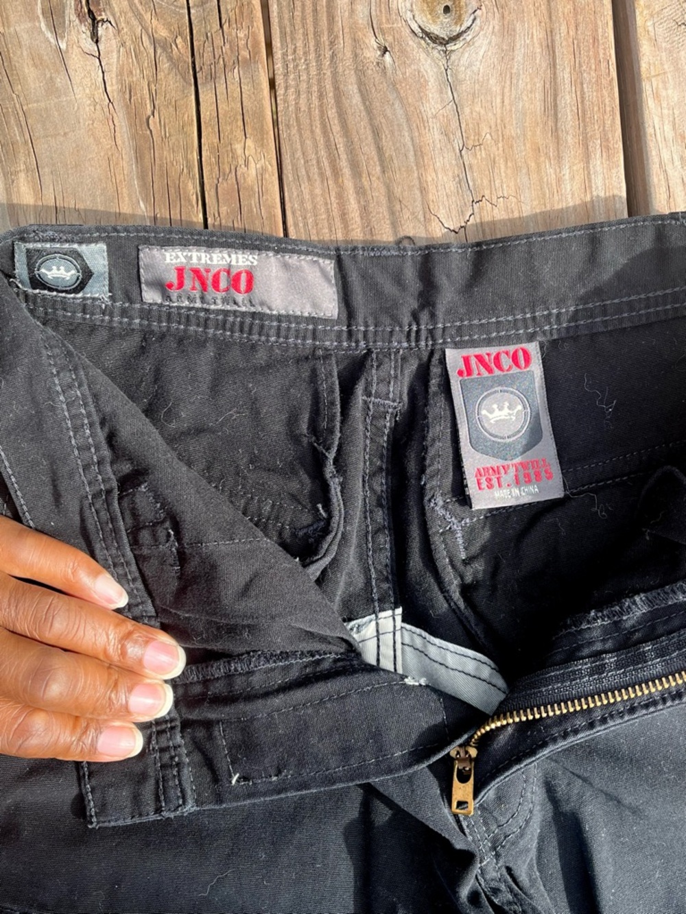 Vintage Y2K JNCO Black Baggy Pants Army Twill Skater Grunge Punk - Picture 6 of 14